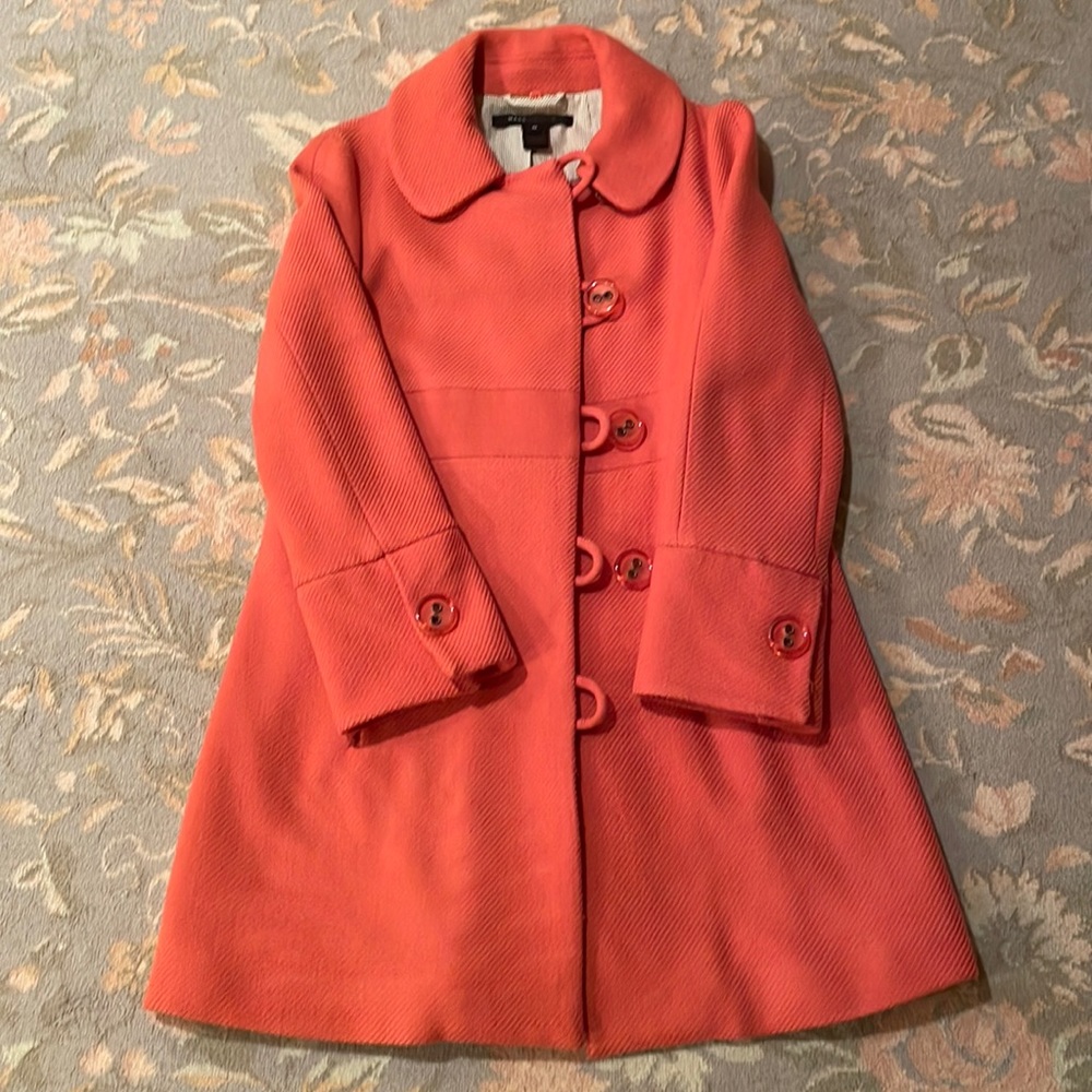 Marc Jacobs - Coat - Salmon/Coral - Wool - Blue Pinstripe Lining - Size M